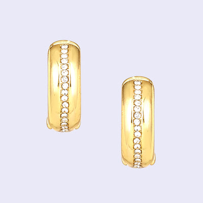 Estele Gold Plated Appealing Demifine Hoop Earrings with White Austrian Crystals for Women