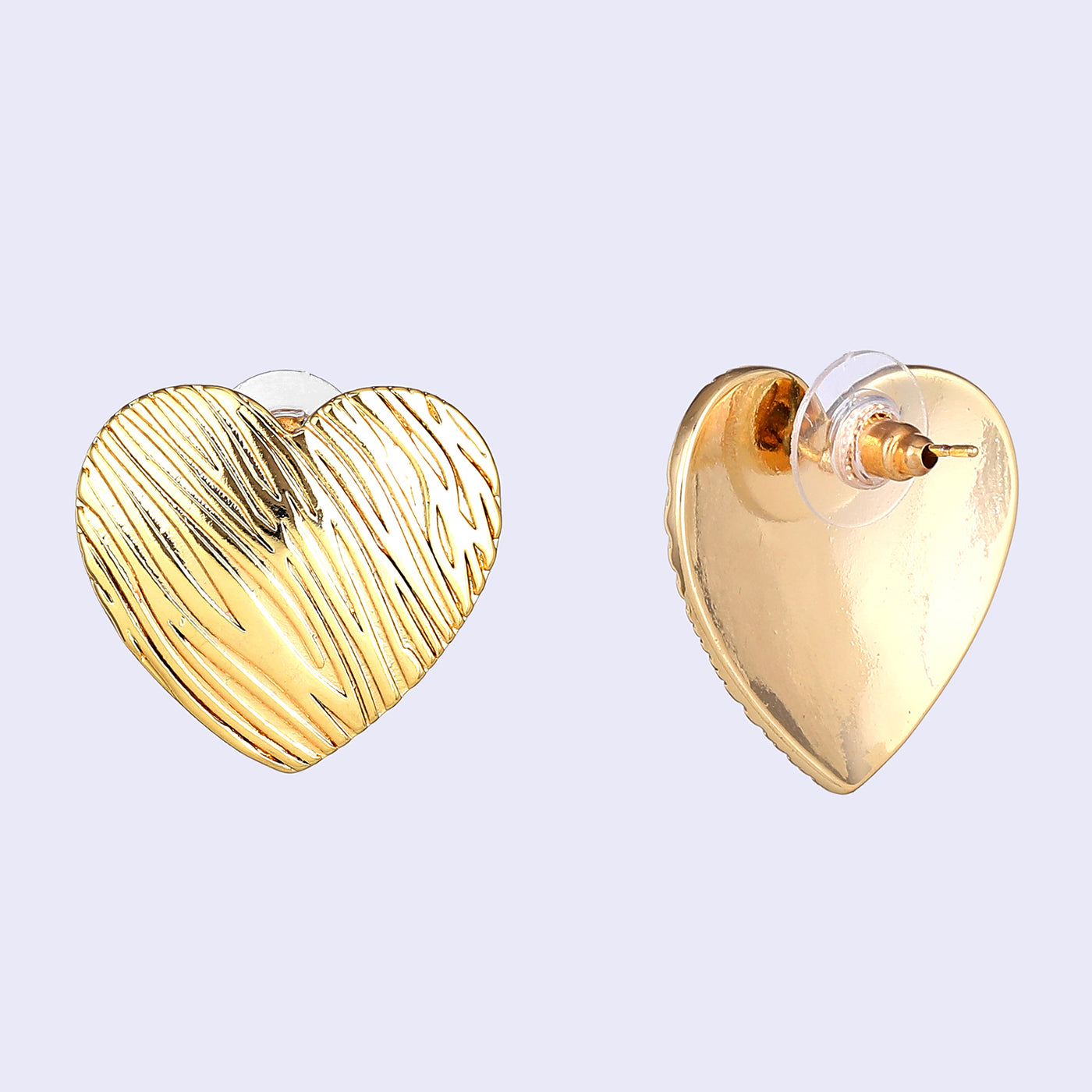 Estele Gold Plated Heart Shaped Sophisticated Demifine Stud Earrings for Girls and Women