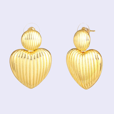 Estele Gold Plated Heart-Shaped Fancy Demifine Drop & Dangling Earrings for Women