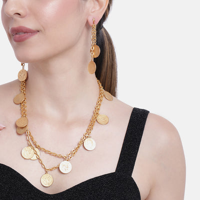 Estele Gold Plated Coin Charm Designer Necklace Set for Women