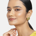 Estele Gold Plated Green colour triangular shaped studs for women