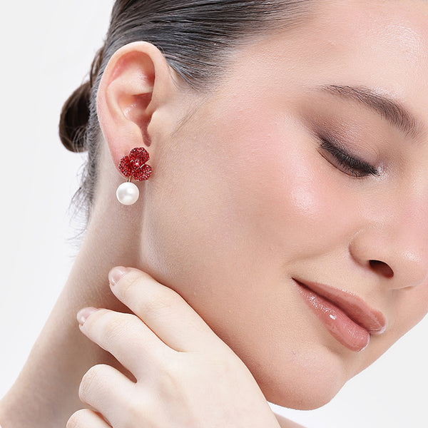 Classic Pearl Drop Floral Earrings