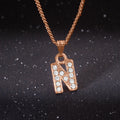 Estele Rosegold Splendid Medium 'N' Letter Pendant with Austrian Crystals for Women