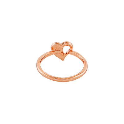 Estele Rose Gold Plated Heart Shaped Finger Ring with Austrian Crystals for Women