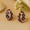 Estele Gold Plated Earrings With Black Colour Flower Print For Women