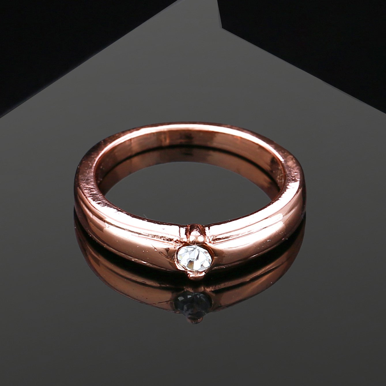 Estele Rose Gold Plated Charming Finger Ring with Austrian Crystals for Women