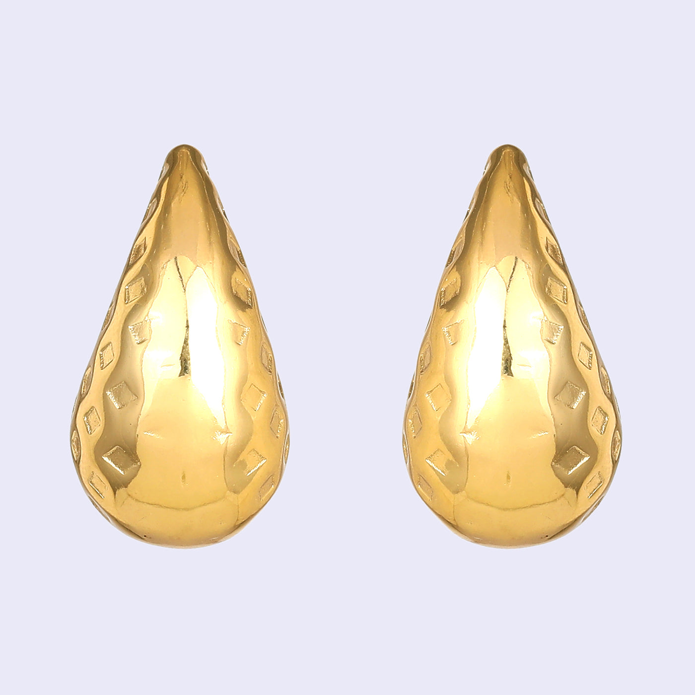 Estele Gold Plated Contemporary & Fashionable Tear Drop Demifine Chunky Stud Earrings for Women