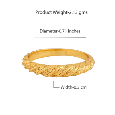 Estele Gold Plated Twisted Textured Finger Ring for Women