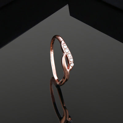 Estele Rose Gold Plated Elegant Finger Ring With Austrian Crystals for Women