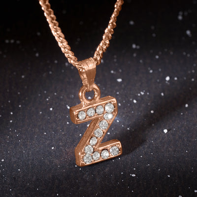 Estele Rosegold Splendid Medium 'Z' Letter Pendant with Austrian Crystals for Women