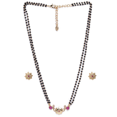 Estele Gold Plated Traditional Elegance Flower Designer Mangalsutra Necklace Set for Women