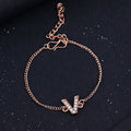Estele Rose Gold Plated Captivating Medium 'V' Letter Bracelet with Crystals for Women