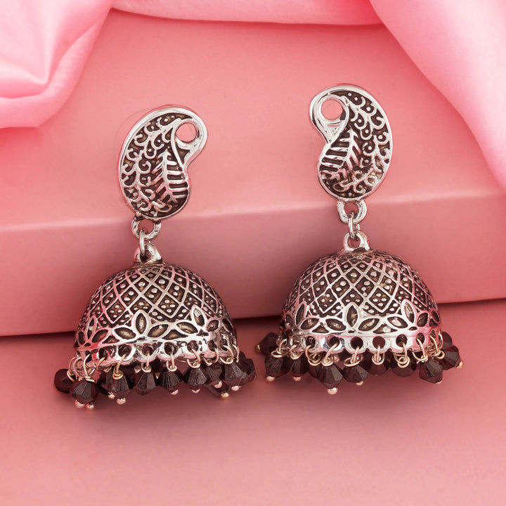 Oxidised Black Beads Jhumki