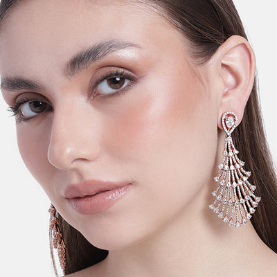 Estele Rose Gold Plated CZ Astonishing Earrings for Women