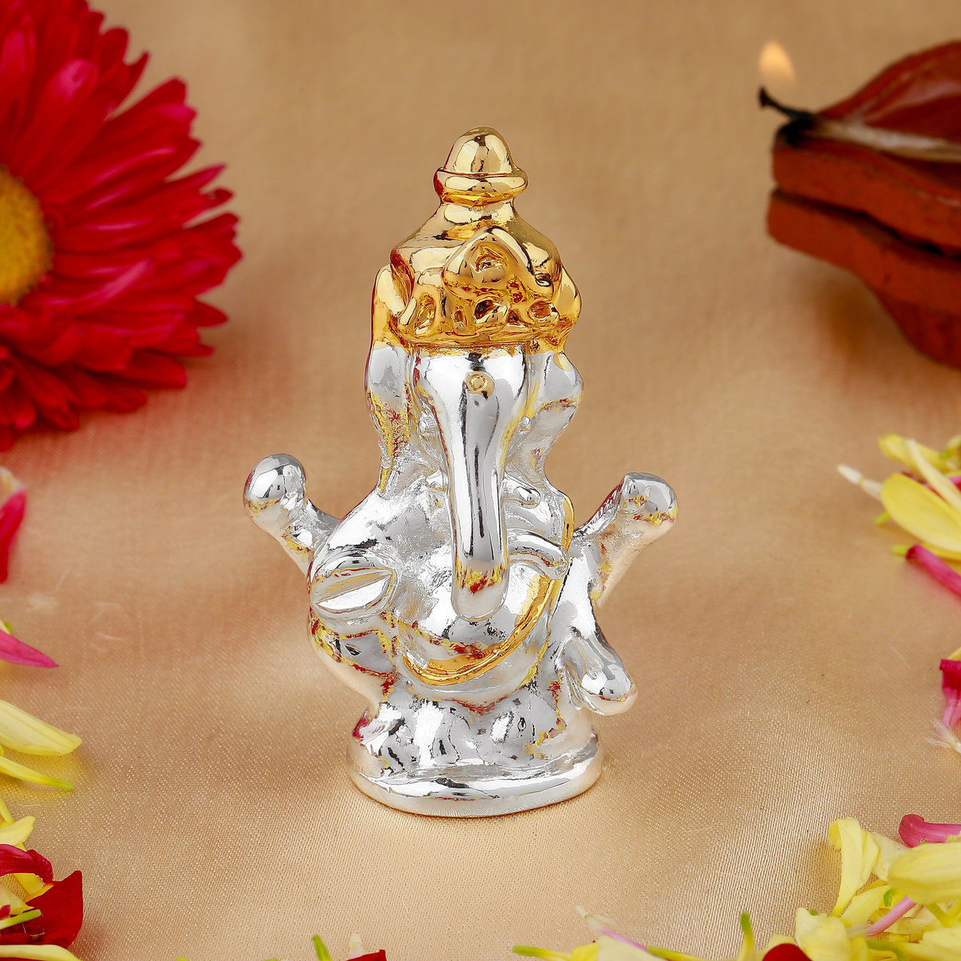 Estele Gold & Rhodium Plated Holy Ganesh Idol (2TN)