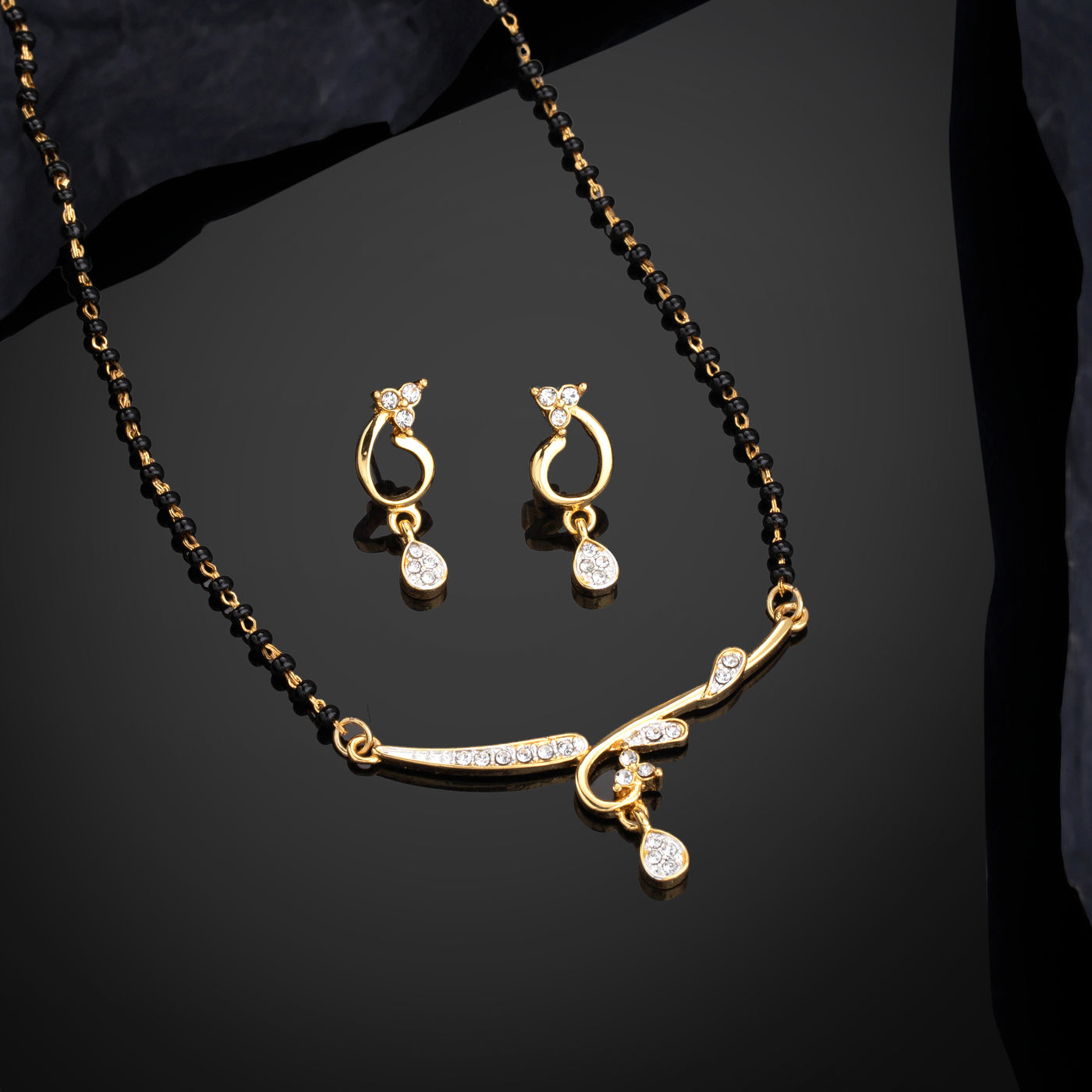 Estele Gold & Rhodium Plated Heavenly Mangalsutra Necklace Set