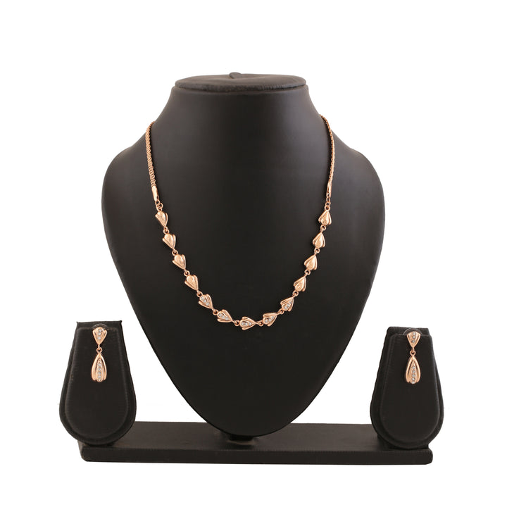 Estele Rose Gold Plated Trendy Classic Necklace set with Austrian Crystals for Women