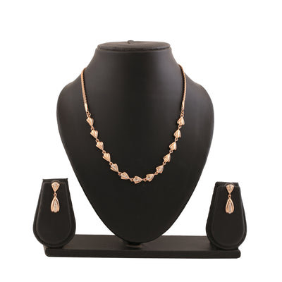 Estele Rose Gold Plated Trendy Classic Necklace set with Austrian Crystals for Women