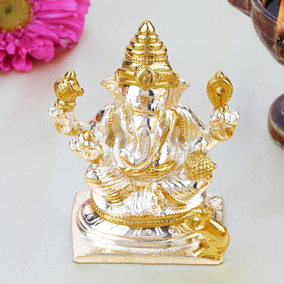Estele Gold & Rhodium Plated Lord Ganesh Idol (18T)