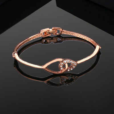 Estele Rose Gold Plated Leaf Designer Bracelet for Women