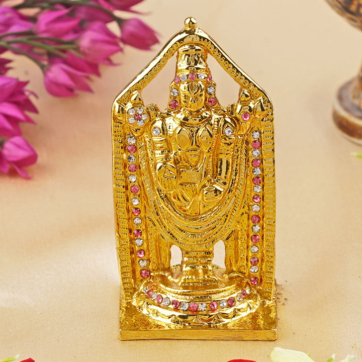 Estele Gold Plated Lord Venkateshwara (Tirupathi Balaji) Idol (BG - with stones)