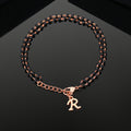 Estele Rose Gold Plated Personalized "R" Initial Mangalsutra Charm Bracelet with Black Beads for Women