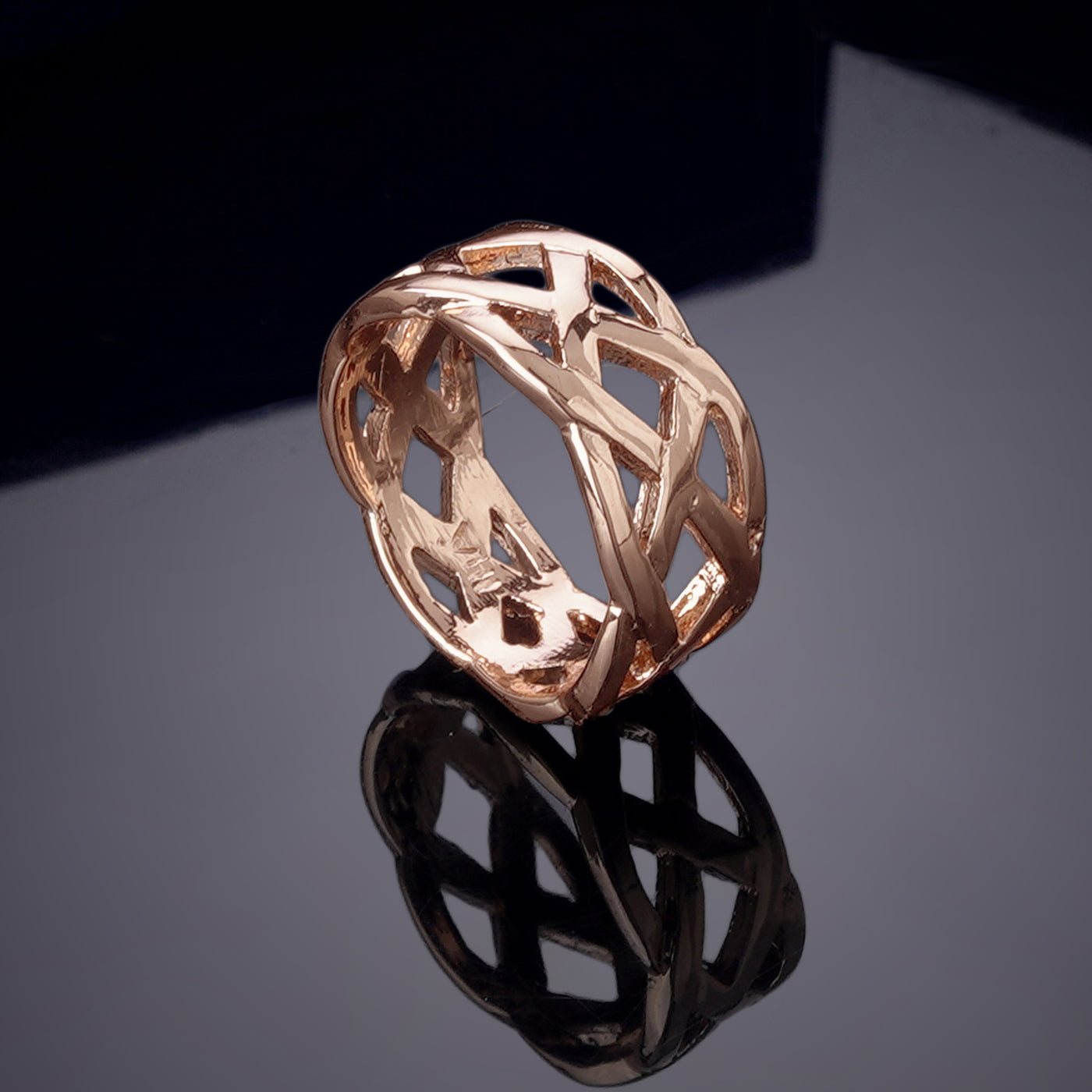 Estele Rose Gold Plated Nestled Designer Finger Ring for Women