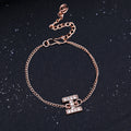 Estele Rose Gold Plated Captivating Medium 'I' Letter Bracelet with Crystals for Women