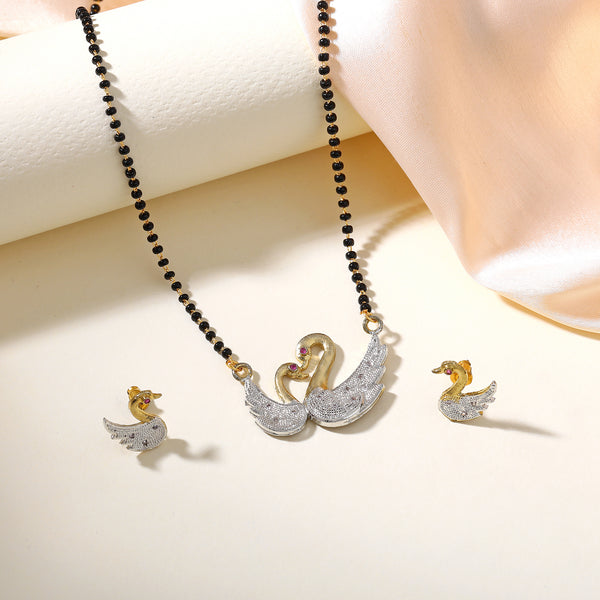 Modern Swan Mangalsutra Set – Elegant Black Beads Jewelry for Women-OSAKMS001-2TNWE NKER