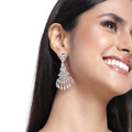 Estele Rhodium Plated CZ Sparkling Earrings for Women