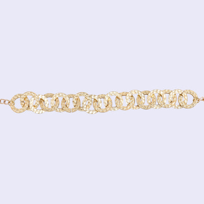 Estele Gold Tone Entangled Circular Design Interlinked Adjustable Beaten Gold Bracelet for Women