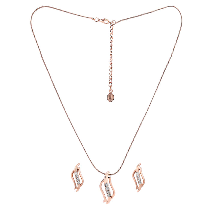 Estele - Rosegold plated Twirling American Diamond Pendant Set for Women