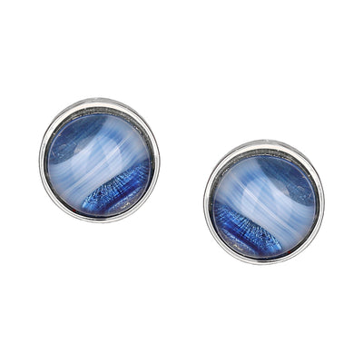 Blue Colour Round Stud Earrings