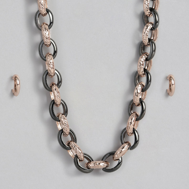 Estele RoseGold Plated intertwined Cuban Necklace set for Women
