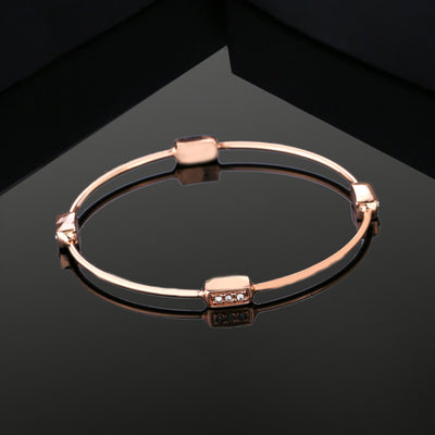 Estele Rose Gold Plated Classic Bangle Bracelet with White Crystals for Women