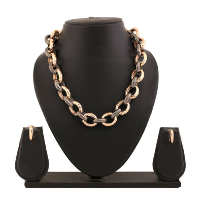 Estele RoseGold Plated intertwined Cuban Necklace set for Women