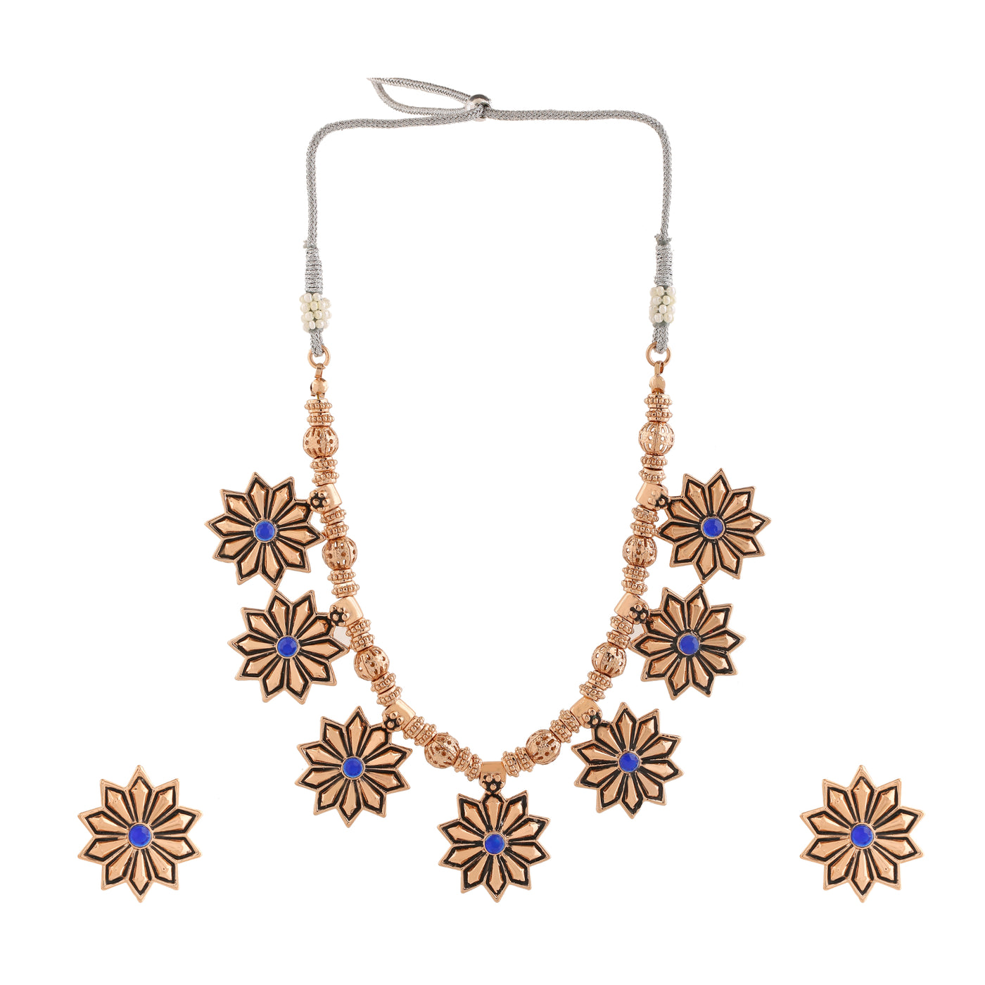 Estele Rose Gold Plated Floral Shaped Necklace Set for Women