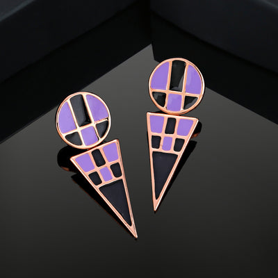 Estele Rose Gold Plated Geometric Designer Earrings for Women