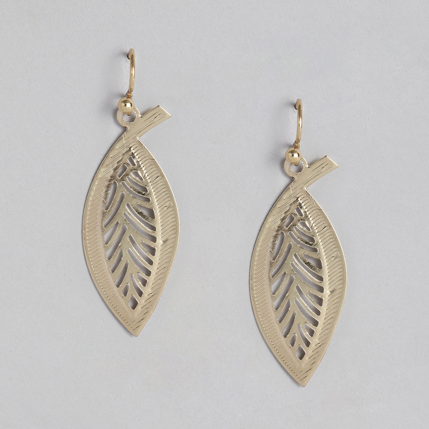 Estele Gold Plated Leaf Shaped Texture Earrings for Girls/Women