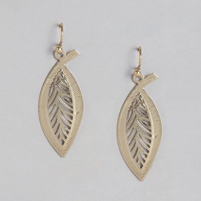 Estele Gold Plated Leaf Shaped Texture Earrings for Girls/Women