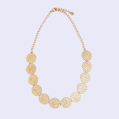 Estele Gold Tone Stylish Circular Design Beaten Gold Necklace Set for Women