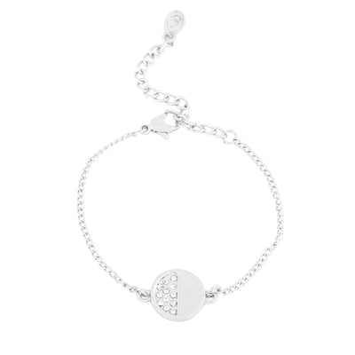 Estele Rhodium Plated Beautiful Bracelet With White Austrian Crystals for Women