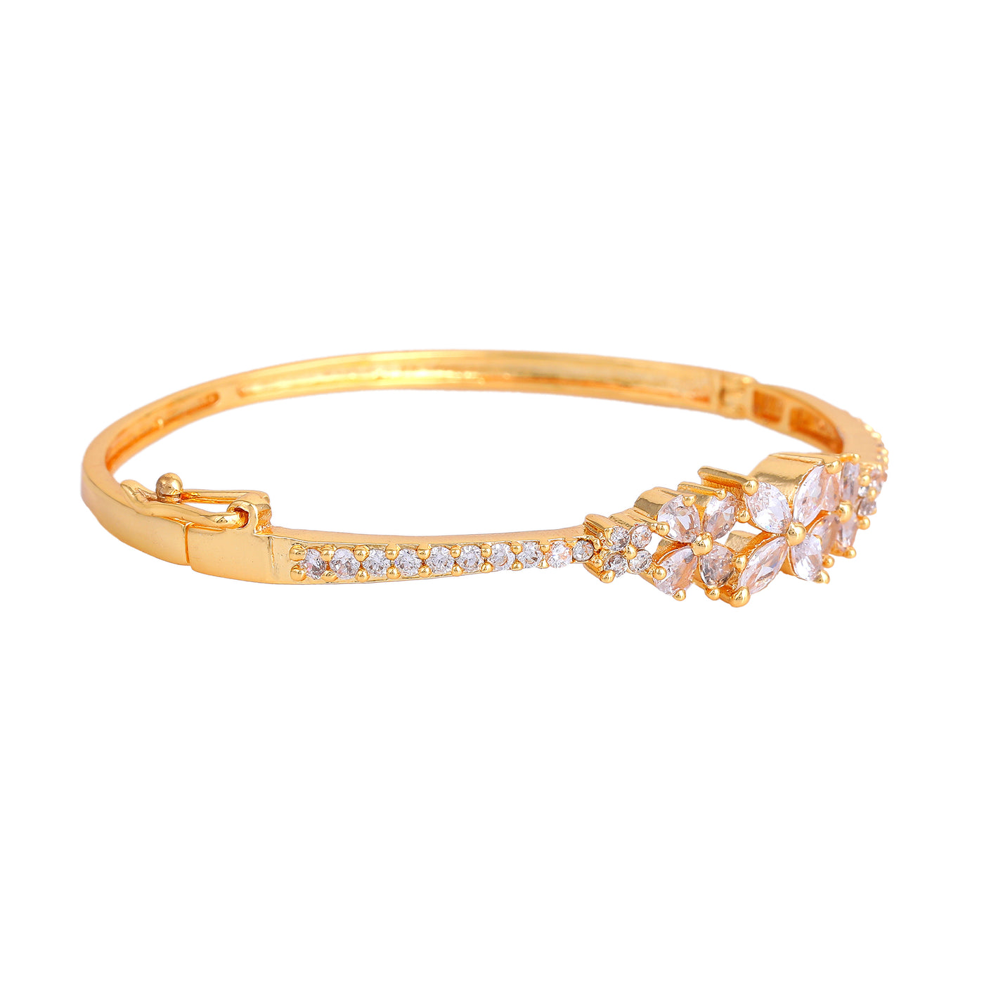 Estele Eternal Spark: Sleek & Dazzling Gold Plated American Diamond Bracelet for Women– A Fusion of Lightweight Luxury & Style