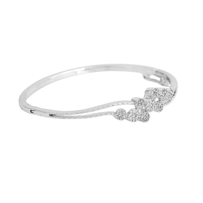 Estele Opulent Comfort Fit CZ Bracelet: Rhodium Plated Shimmering White American Diamond Classic Wristwear/Bracelet for Girls & Women