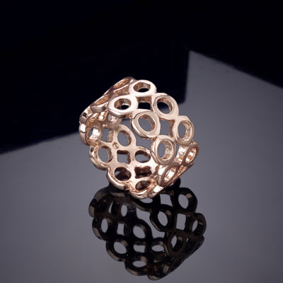 Estele Rose Gold Plated Mesh Designer Finger Ring for Women