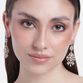 Estele Rose Gold Plated CZ Astonishing Drop Earrings for Women