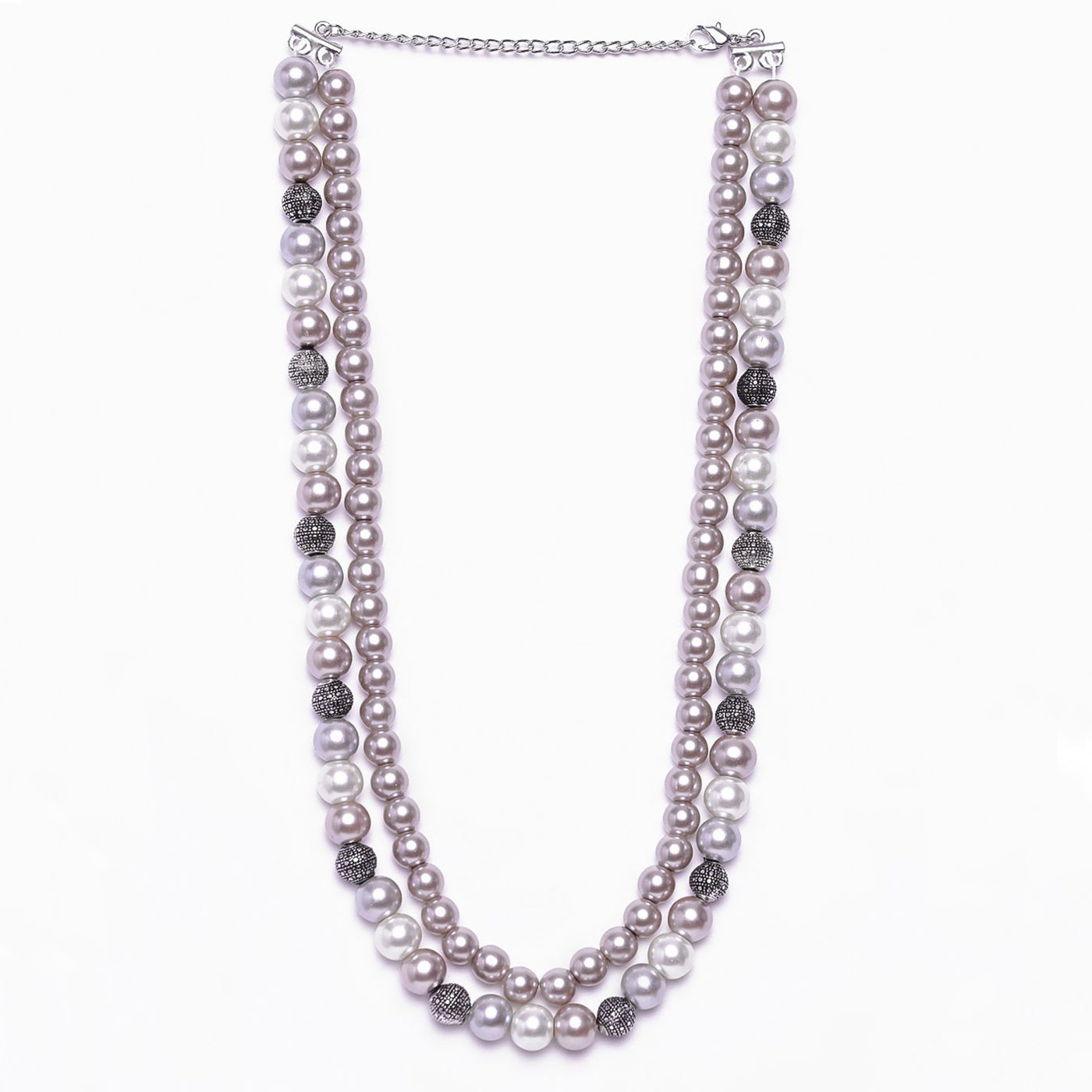 Estele - Pearly affair with white and shades of purple double line necklace