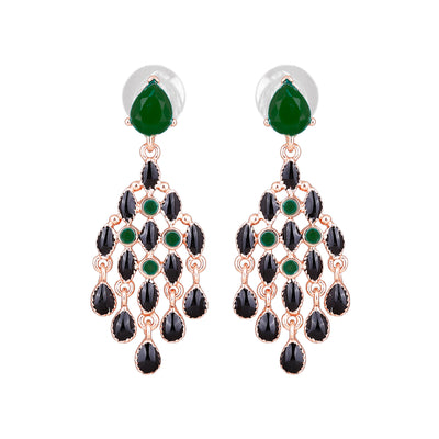 Gift Estele Black and Green trendy Chandelier Earrings for women