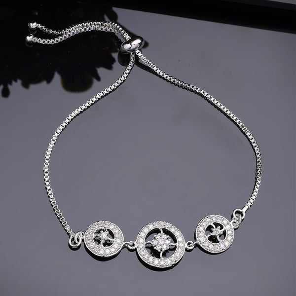 Luxury  Cubic Zirconia Bracelet in Rhodium Plating – Designer Party & Festive Wear
