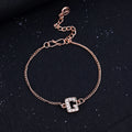 Estele Rose Gold Plated Captivating Medium 'G' Letter Bracelet with Crystals for Women